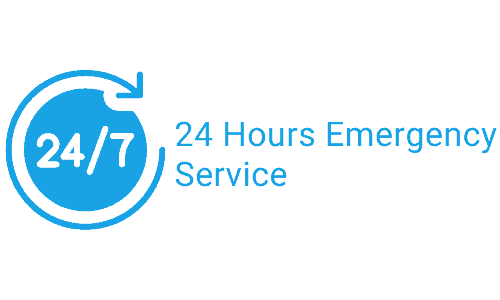 24 hours emergency service by crown glass blue logo
